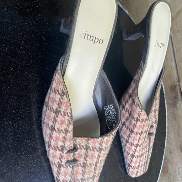 Vintage Impo Houndstooth Mules Slip-On Block Heel Loafers Women’s Size 6M - Picture 3 of 5